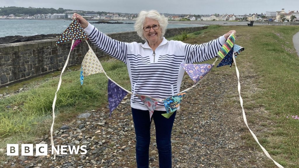 Guernsey's Liberation Day homemade bunting put up around island
