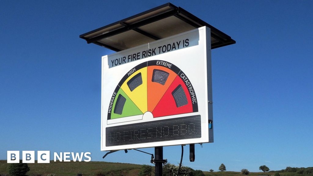 Wildfire warning sign placed in Peak District