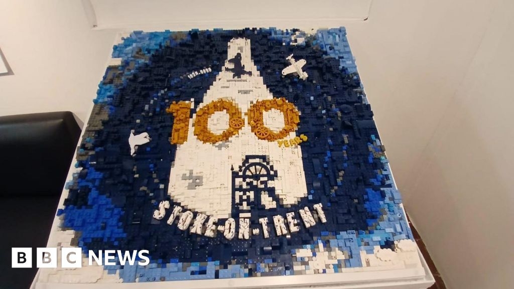 Stoke-on-Trent's centenary logo recreated using 4,000 Lego pieces