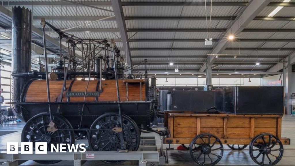 First passenger steam train Locomotion No.1 heading to Derby