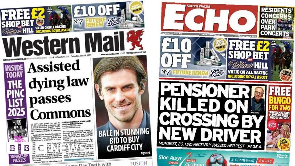 Wales' papers: Assisted dying law passes and pensioner killed by new driver