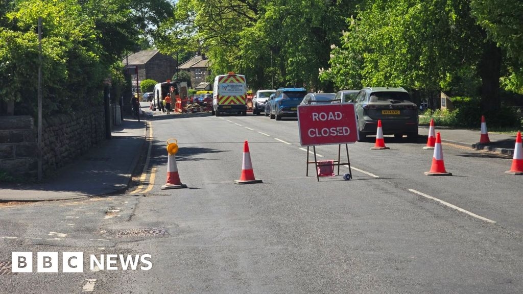 Rawdon: Road closed and homes without water after main bursts