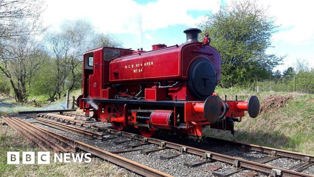 Durham coalmines steam train No. 54 returns to Tanfield