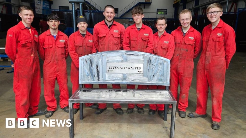 Blackburn apprentices make bench out of surrendered knives