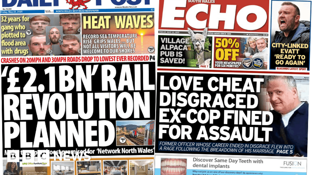 Wales' papers: £2.1bn rail plan and 'silent man' blocks road