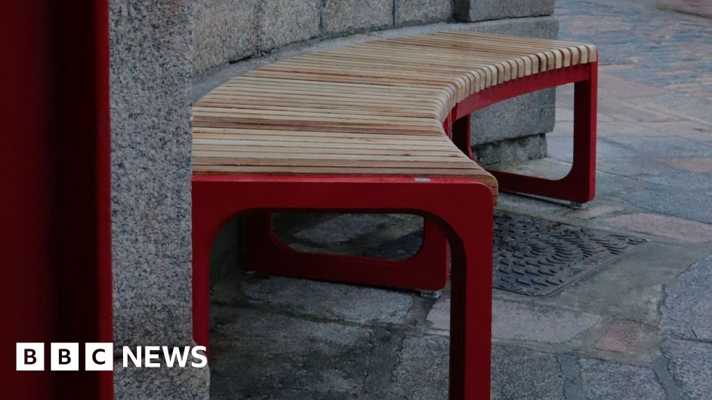 Jersey Central Market benches made from storm-felled trees
