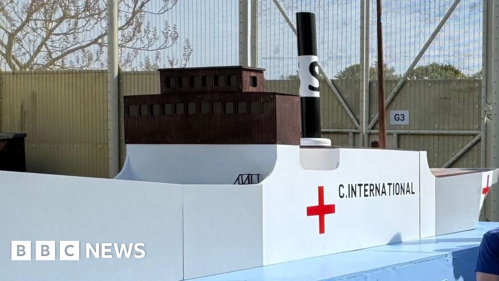 Model of Red Cross ship SS Vega made for Guernsey Liberation Day