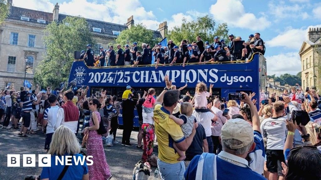 Open-top bus parade for Bath's Premiership winning rugby players