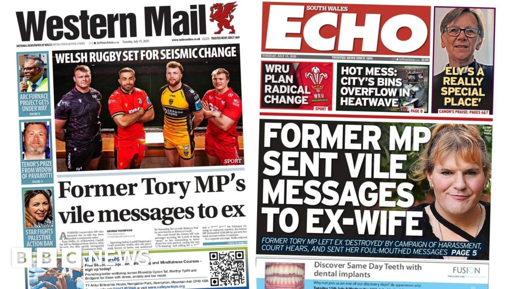 Wales' papers: Ex MP's vile messages to ex and WRU seismic plans