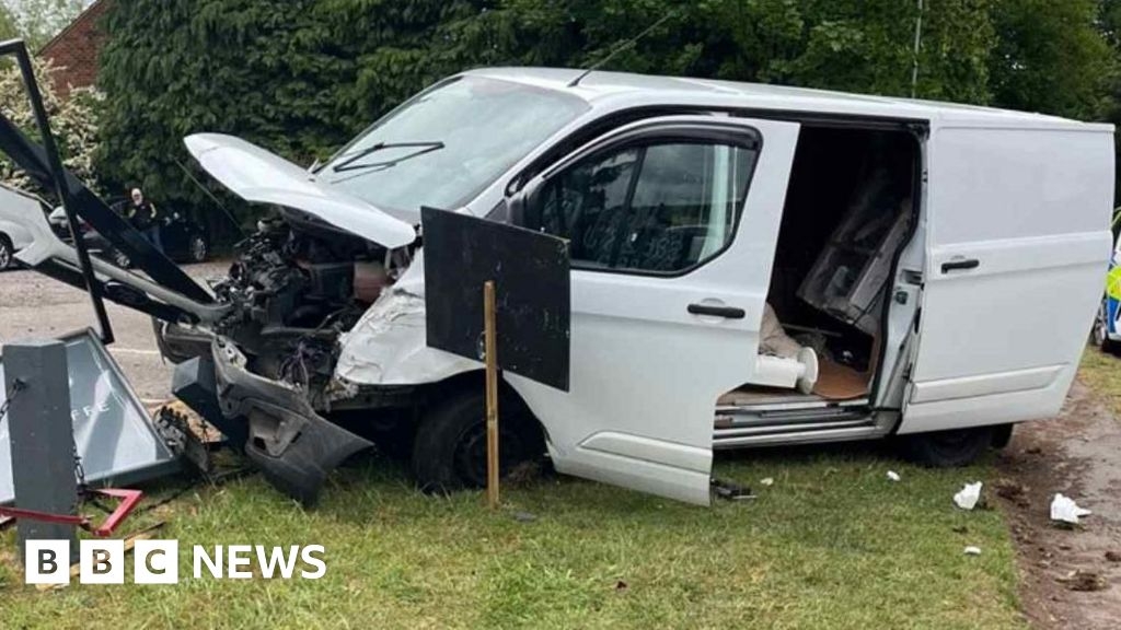 Dangerous driving arrest after van crashes into Radcliffe pub sign