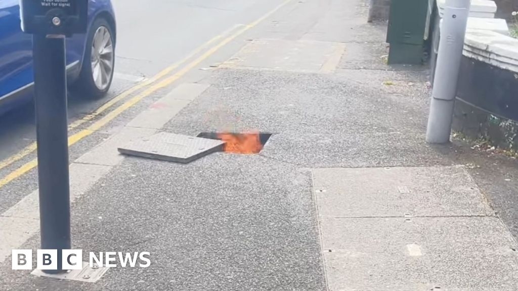 Manhole fire near Parkstone pub closes road