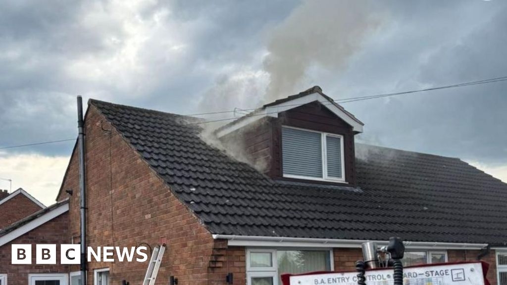 Lightning strike sets fire to roof of Shropshire house