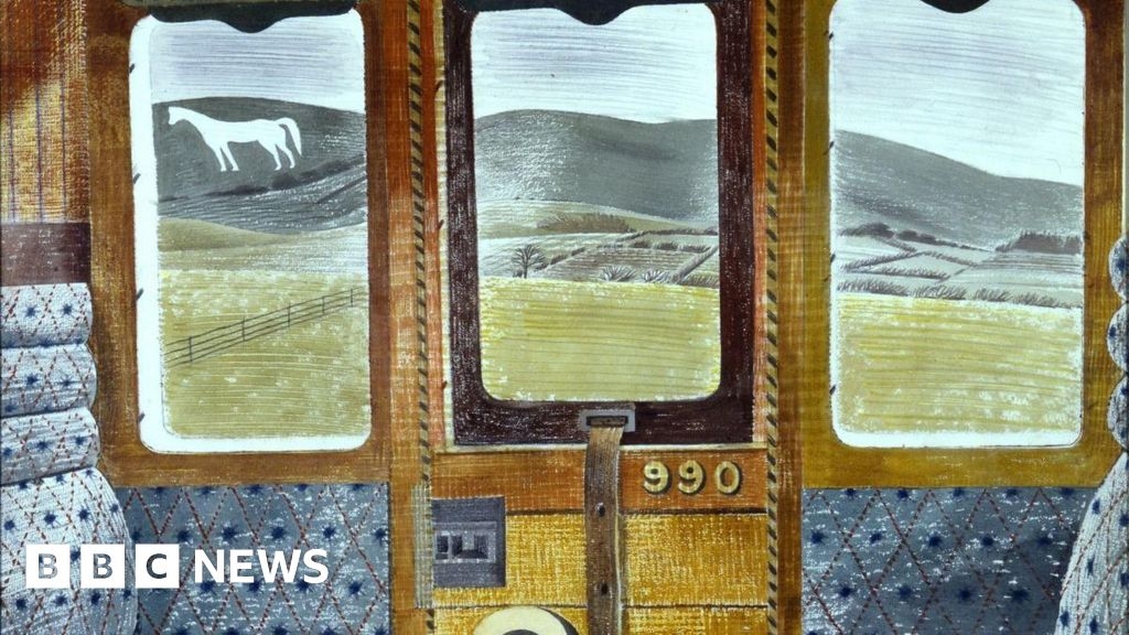 Painting of train window view is voted best UK railway art
