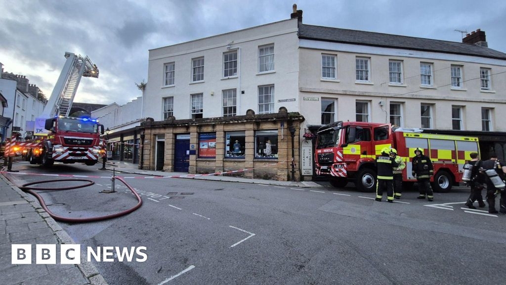 Firefighters work through the night at Co-op fire in Tavistock