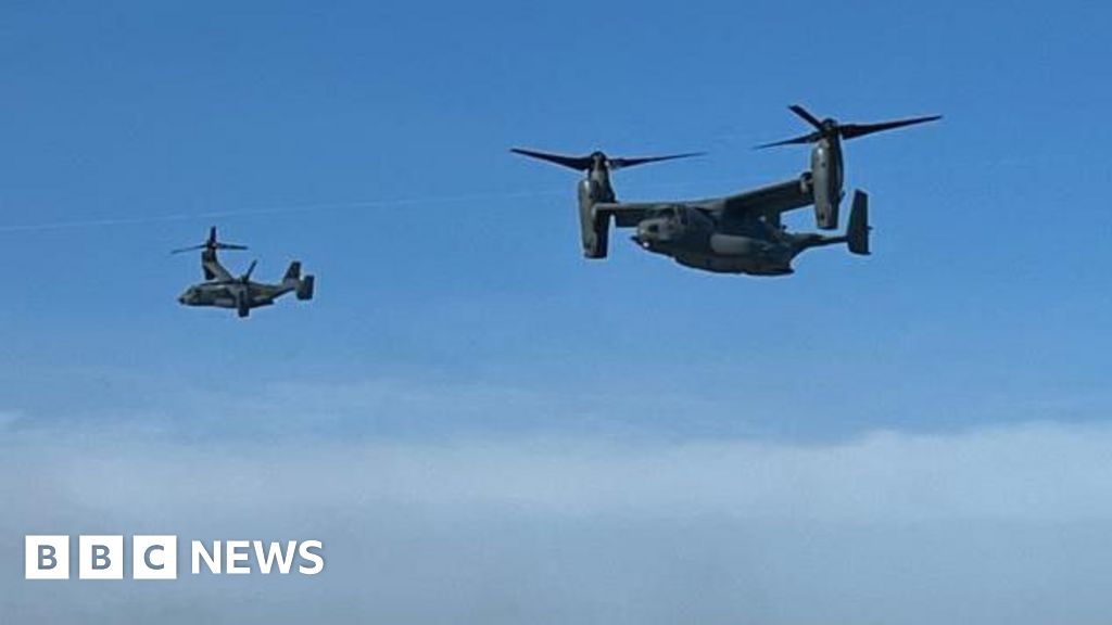 Osprey aircrew train with lifeboat for sea rescues off Norfolk