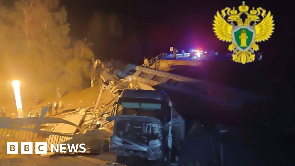 Bryansk: At least three dead after Russian bridge collapses onto train