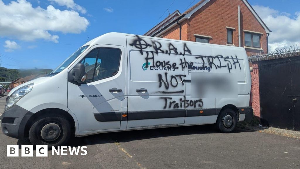 Graffiti painted onto NIHE van being treated as racist hate crime