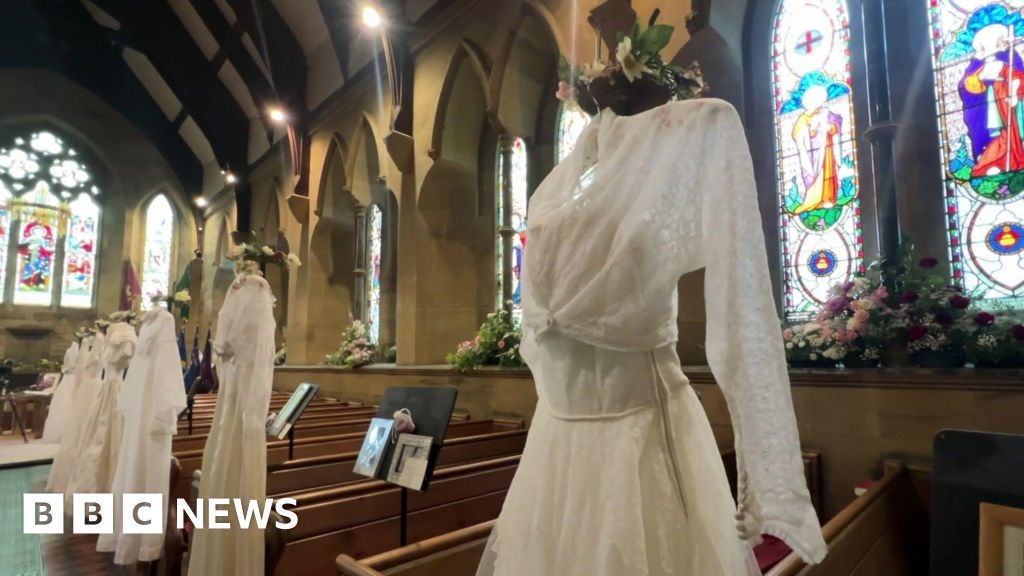 Wedding dress exhibition held at Kent church