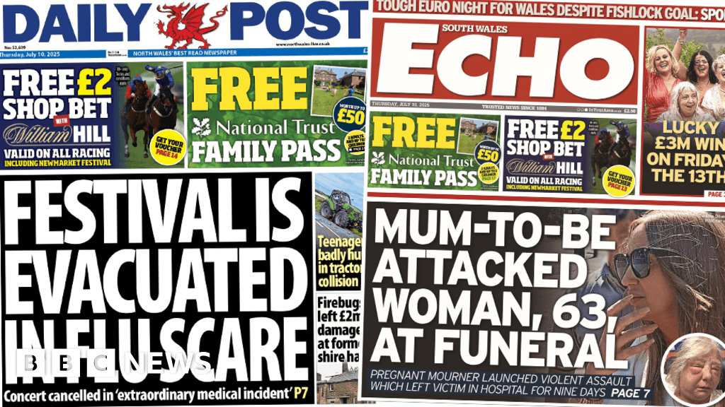 Wales' papers: Festival evacuated and mum-to be attacked woman at funeral
