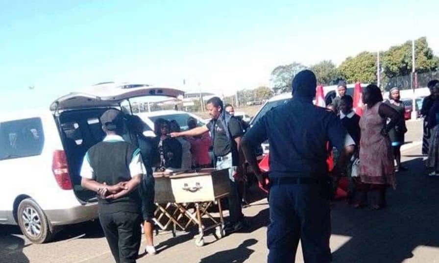 Family carries coffin into KZN bank to protest delayed funeral payout