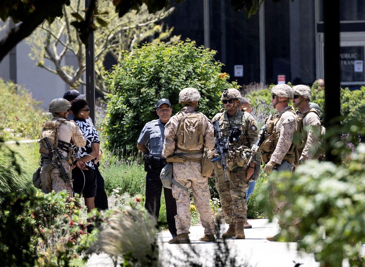 US Marines make first detention in LA as more protests expected