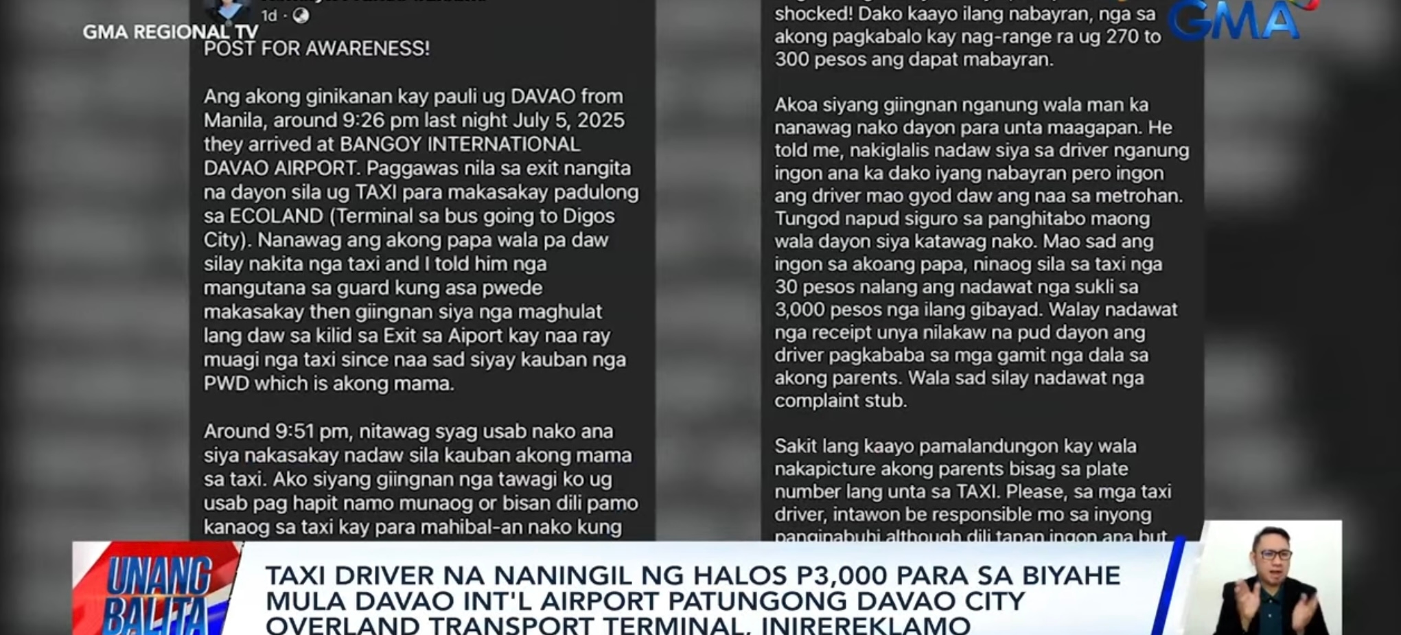 Taxi driver in Davao faces complaint over alleged P3K fare