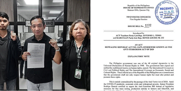 Makabayan solons push for repeal of Anti-Terror law