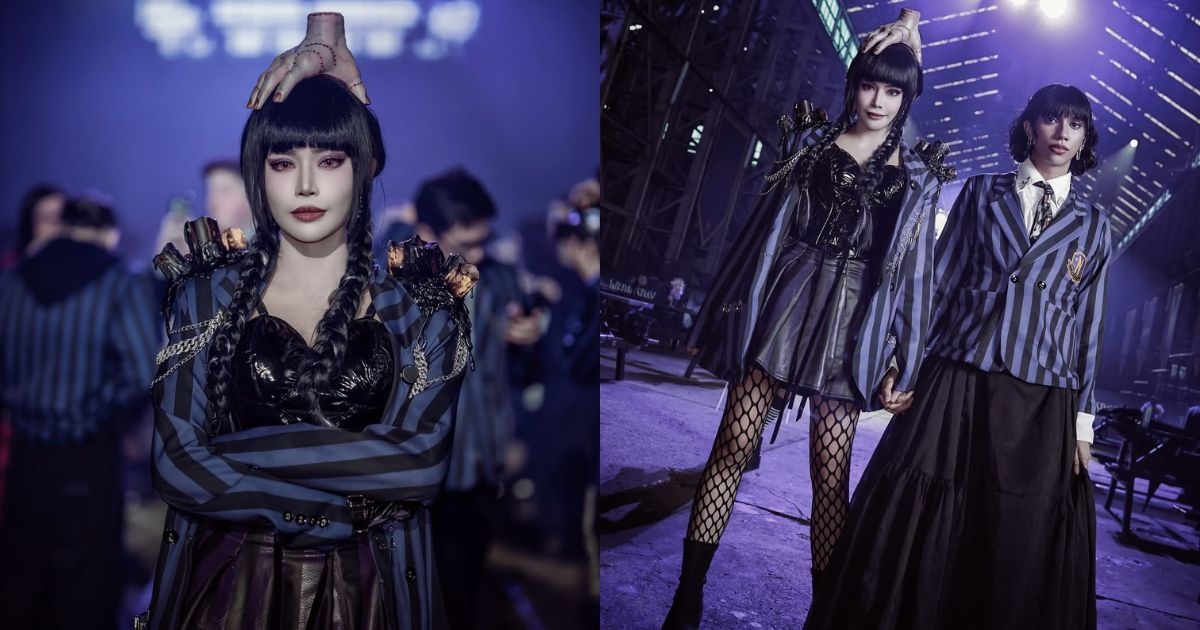 Myrtle Sarrosa cosplays Wednesday Addams