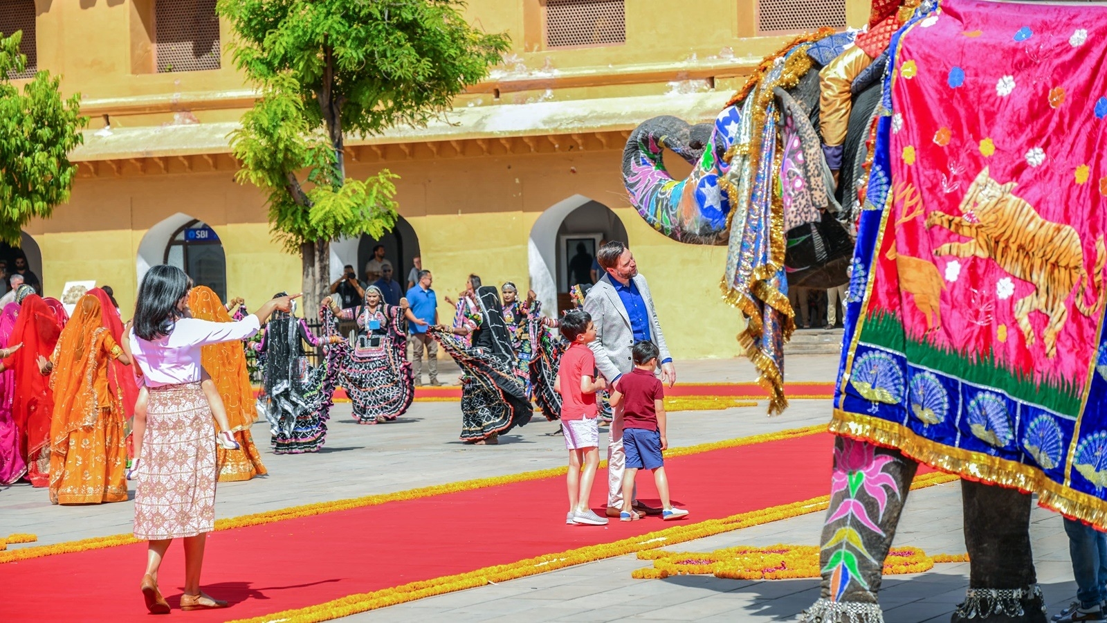 Elephants in silver ornaments, folk dancers welcome Vance family to Amber Fort as US Vice President goes sightseeing in Jaipur