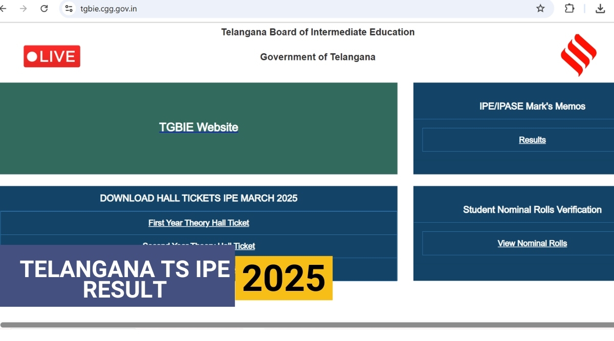 TS Telangana Inter Results 2025, tsbie.cgg.gov.in LIVE Updates: Download IPE 1st, 2nd Year marks memo today at tsbie.cgg.gov.in