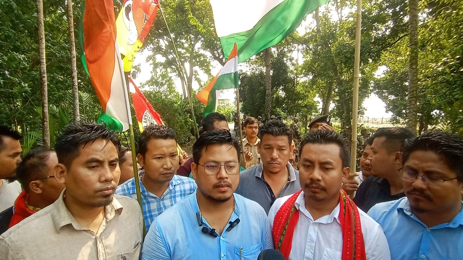 Tipra Motha youth wing protests against construction of embankment by Bangladesh on River Muhuri, spies role of China and Pakistan