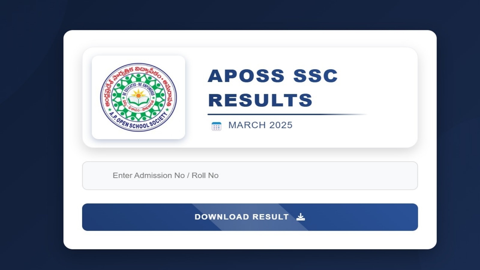 APOSS AP Open School SSC, Inter Results 2025: Website to download at apopenschool.ap.gov.in