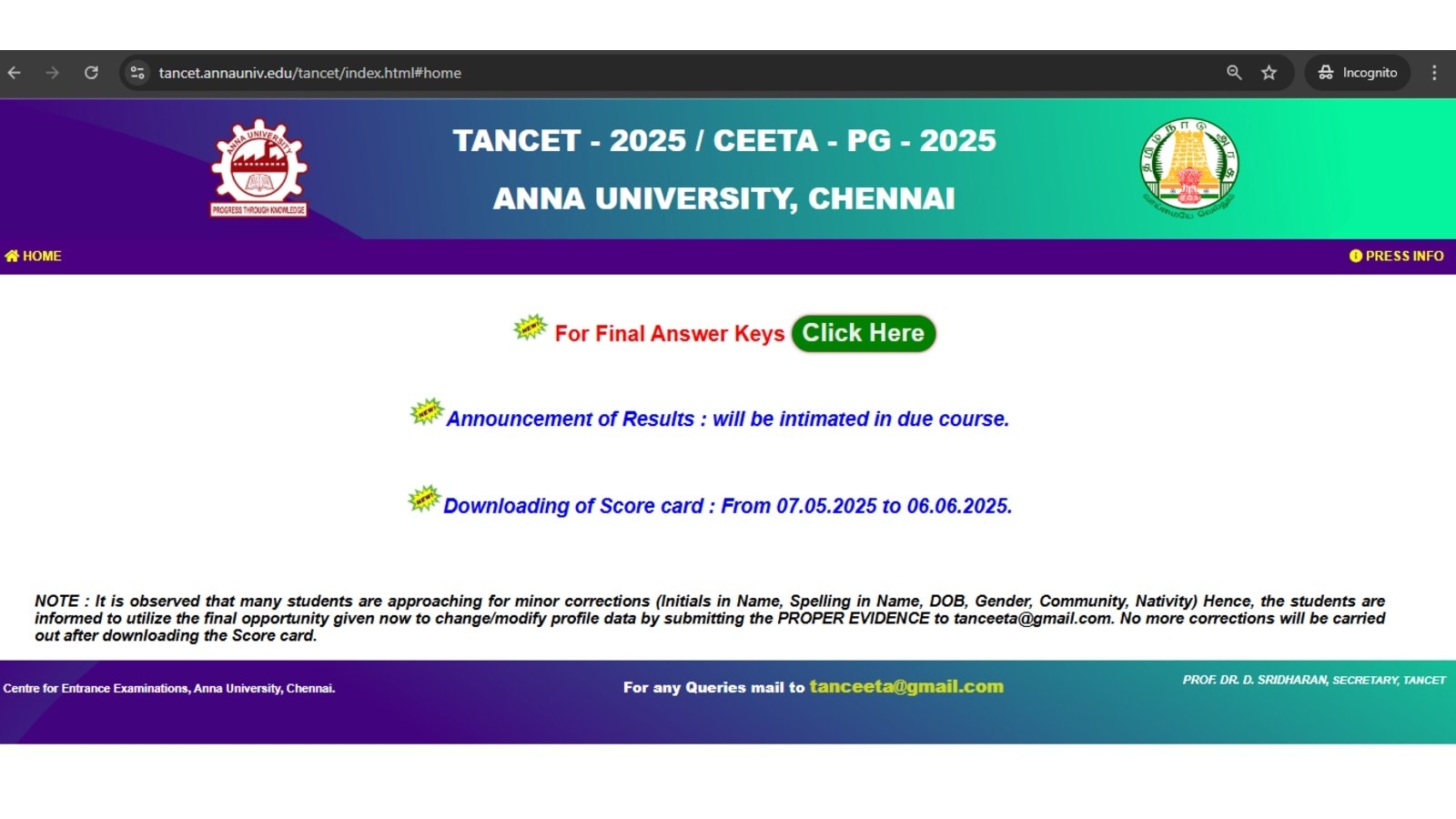 TANCET 2025 Result: When and where to check result merit list when released