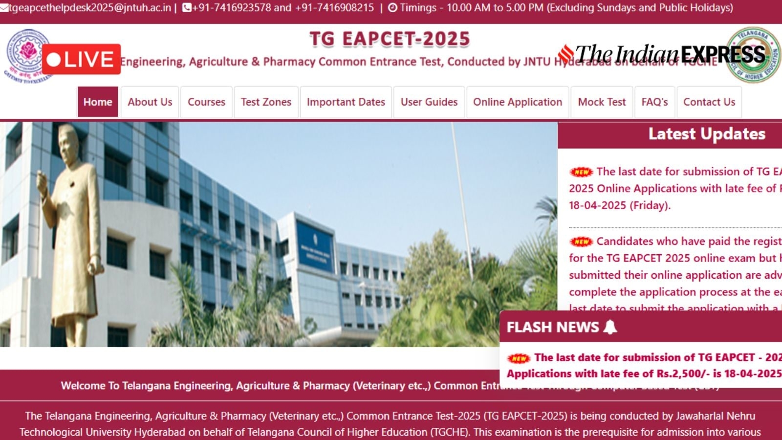 TS EAMCET Result 2025 Live Updates: Telangana EAPCET result declared at eapcet.tgche.ac.in
