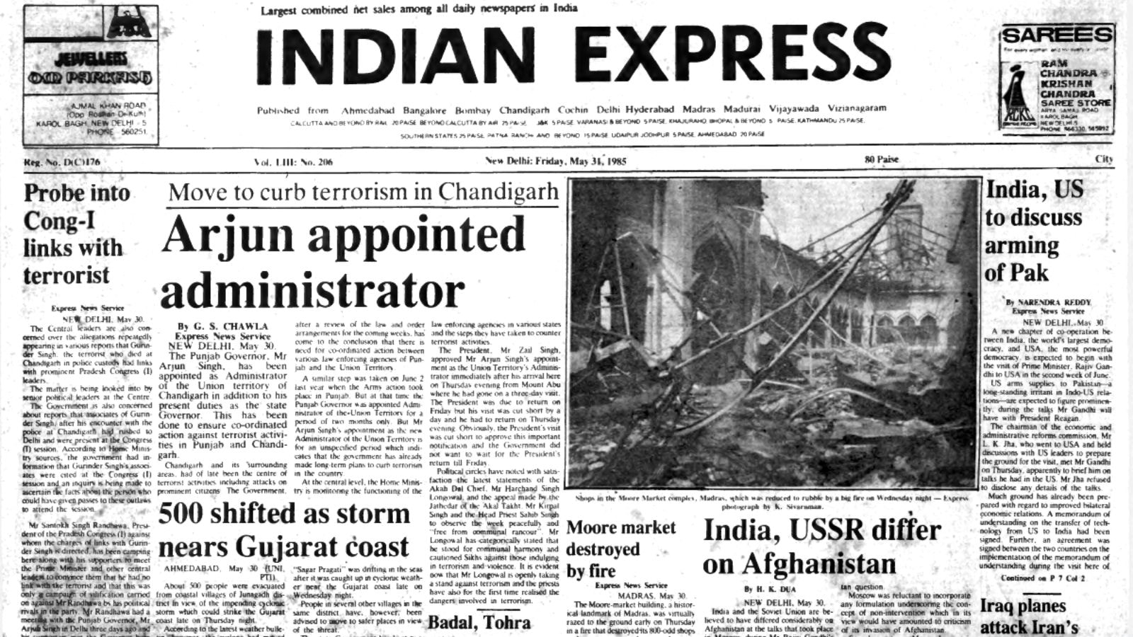 May 31, 1985, Forty Years Ago: India-US talks