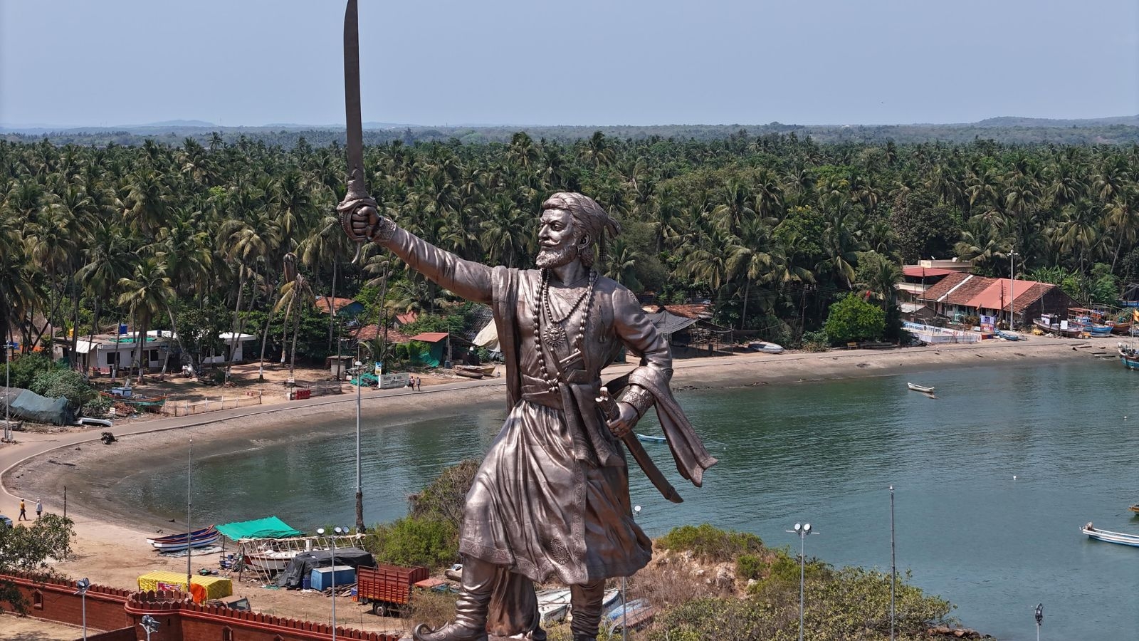 Eight months after collapse, new Shivaji statue inaugurated by CM Fadnavis