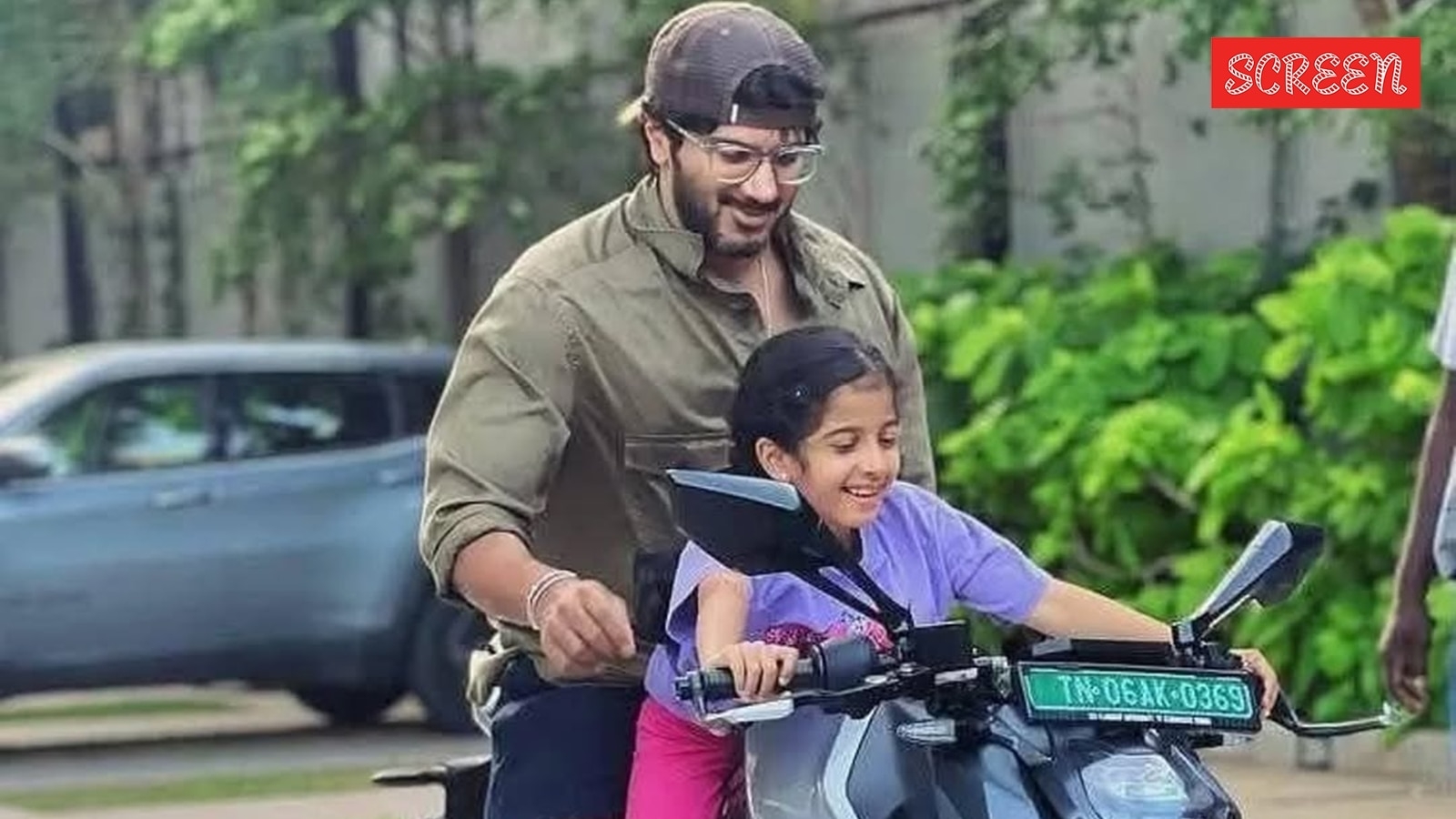 Dulquer Salmaan teaches daughter Maryam how to handle their Ultraviolette electric superbike. See pic