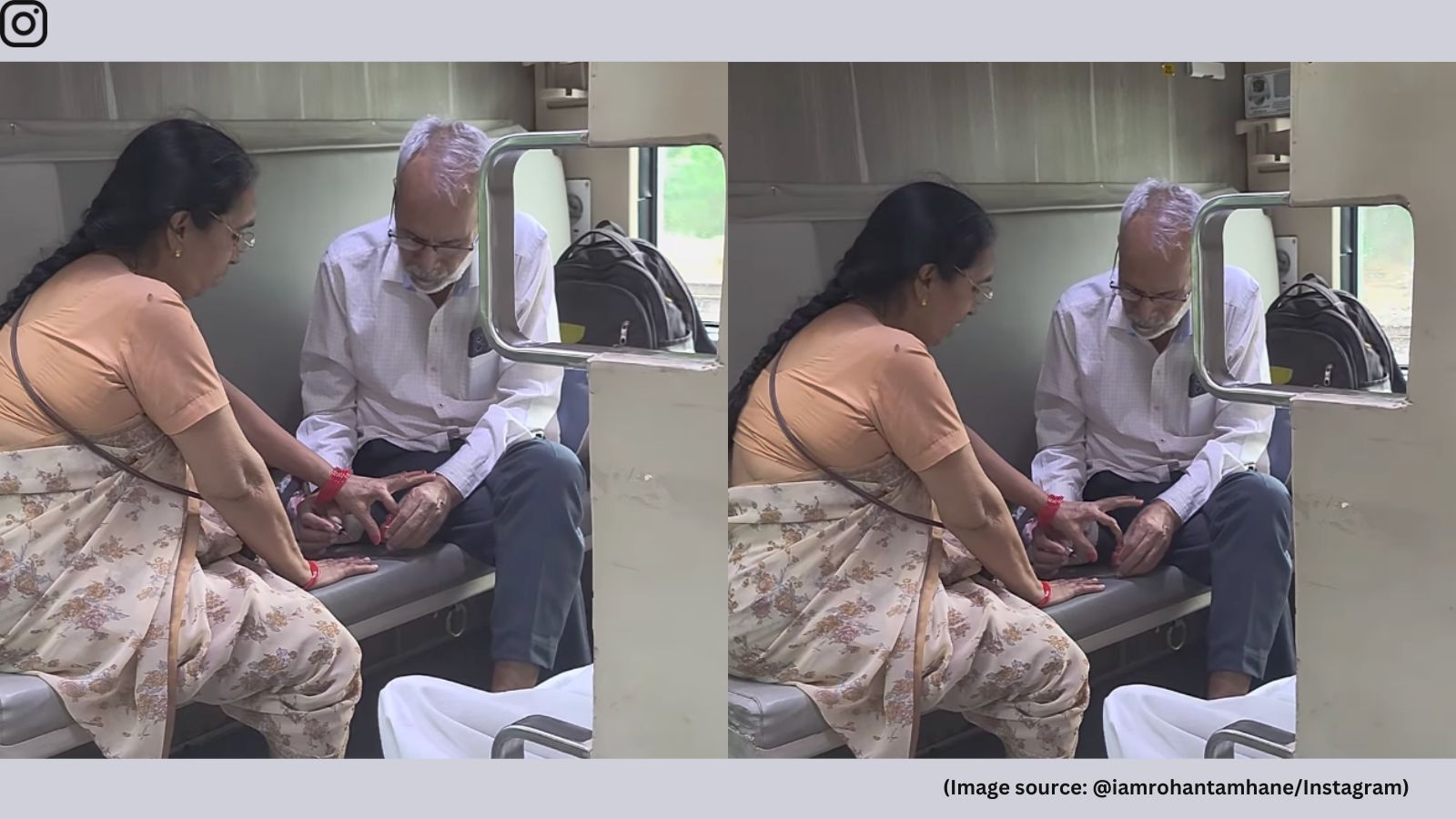 Elderly man's sweet nail-painting gesture for wife during train ride goes viral: ‘This kind of love is rare'