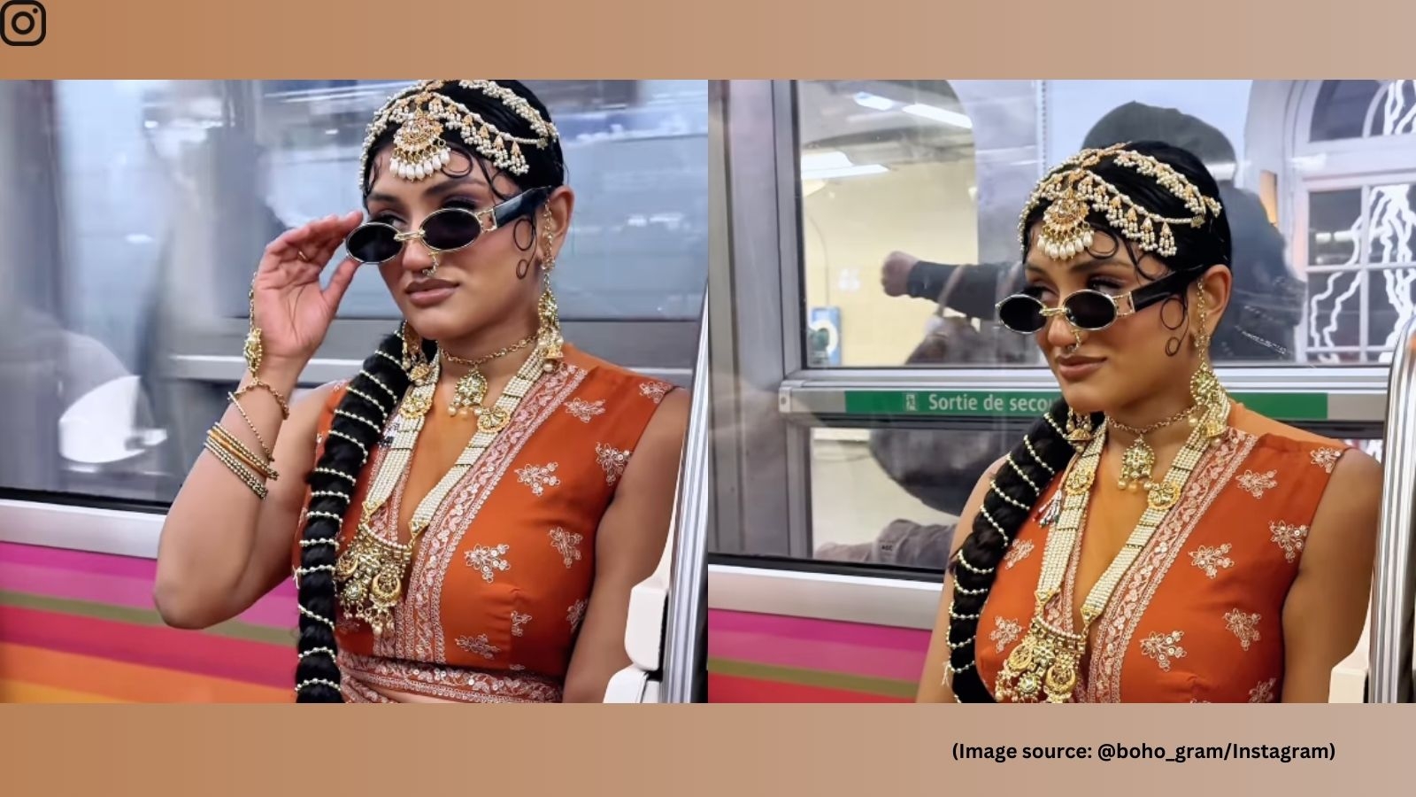 Lehenga in a Metro: Indian-origin woman turns heads in Paris in traditional attire and jewellery, netizens remind her of safety