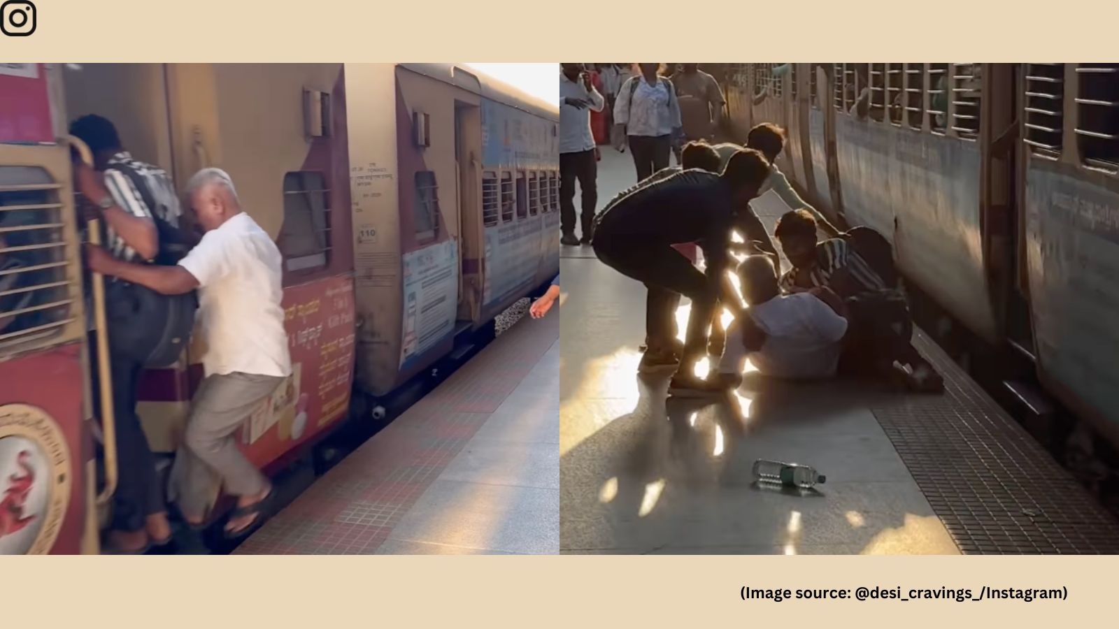 ‘Heart-stopping moment': Elderly man tries to board moving train in Karnataka, falls along with another passenger