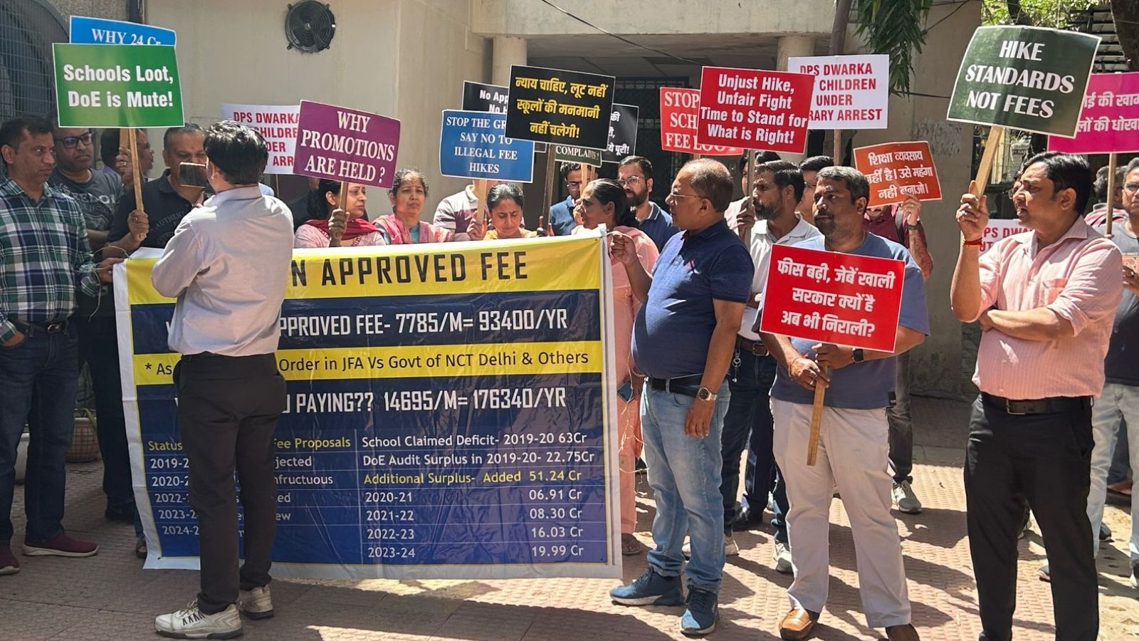 Fee hike row erupts at DPS Dwarka again: School expels 29 students, angry parents stage protest