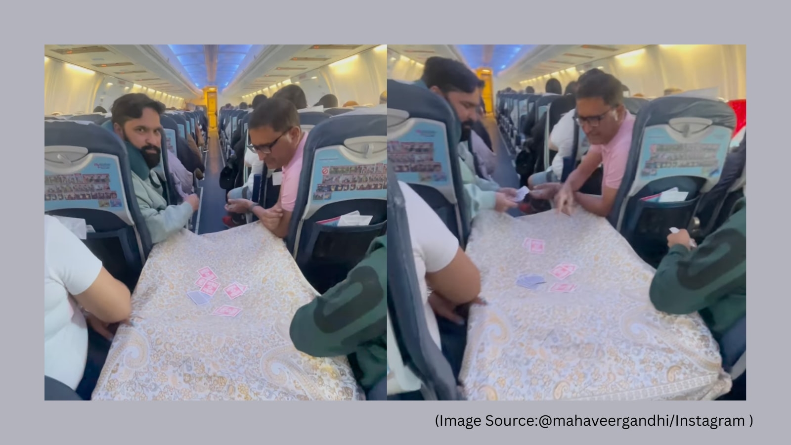 Men block plane aisle with shawls to play cards mid-flight, viral video triggers backlash over air travel etiquette