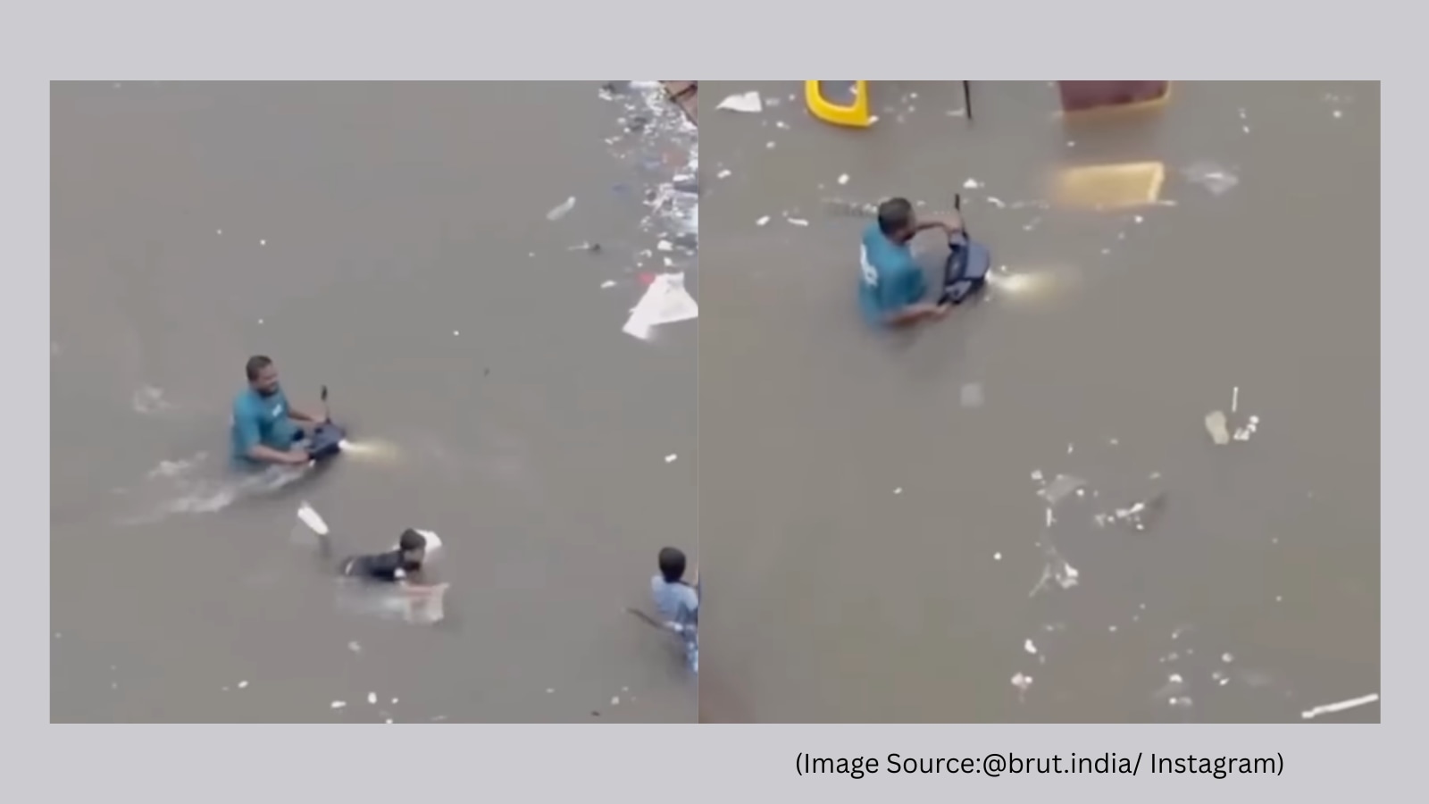 Man rides bike through flooded streets of Surat; viral video sparks awe and anger