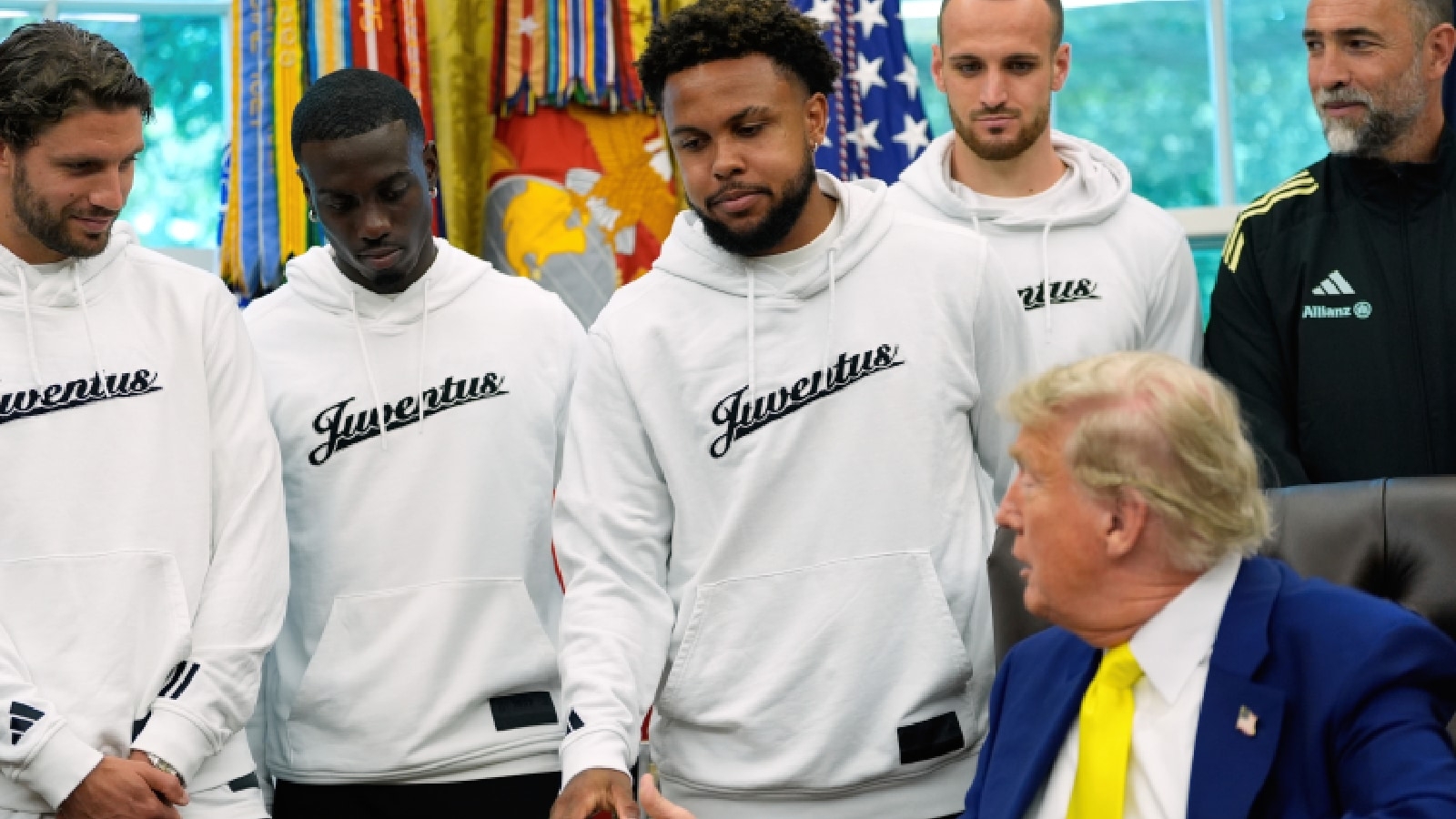 ‘Could a woman make your team, fellas': Donald Trump leaves Juventus players awkward