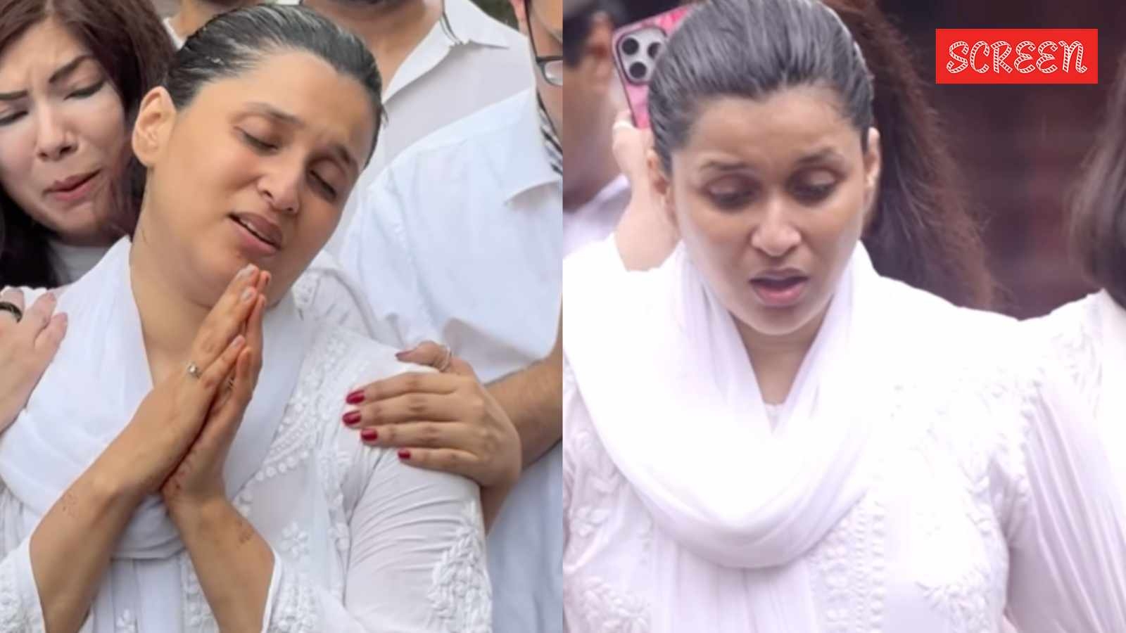 Mannara Chopra breaks down, nearly faints while performing father's last rites; insists on carrying his bier. Watch