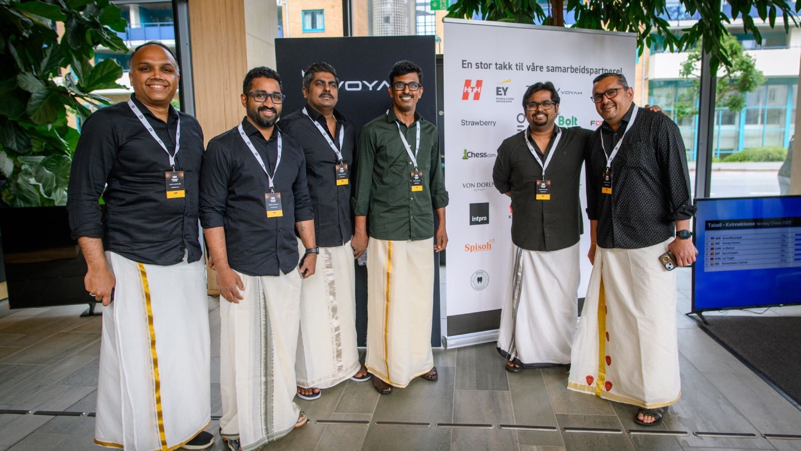 WATCH: Ceremonial first moves at Norway Chess made by people sporting traditional Indian mundus
