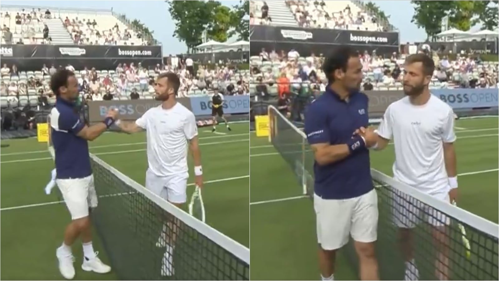 ‘Look at me, you PIG' snaps controversial tennis star Fabio Fognini during tense handshake after defeat to Corentin Moutet at Stuttgart Open