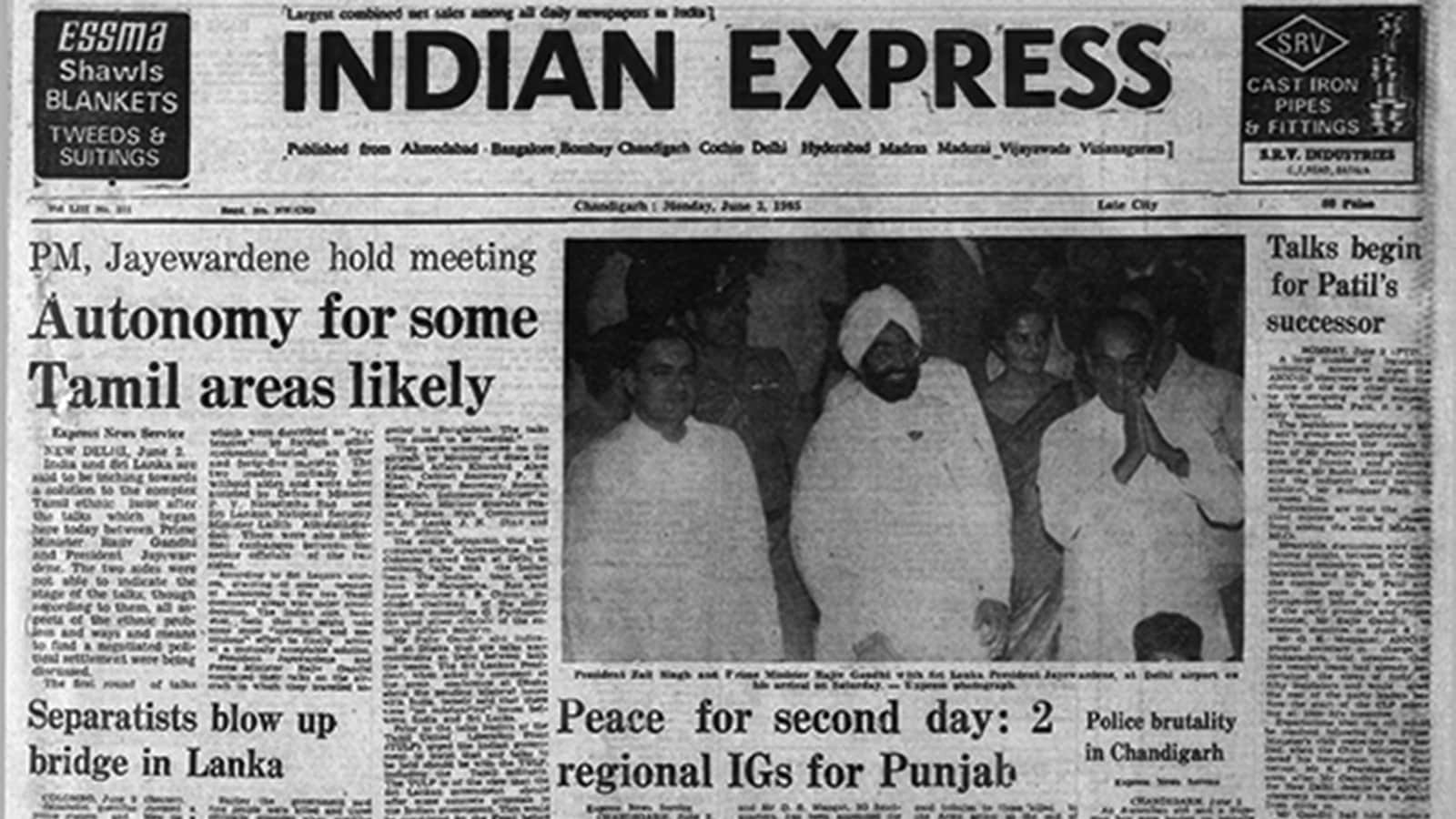 June 3, 1985, Forty Years Ago: Talks On Tamil Issue