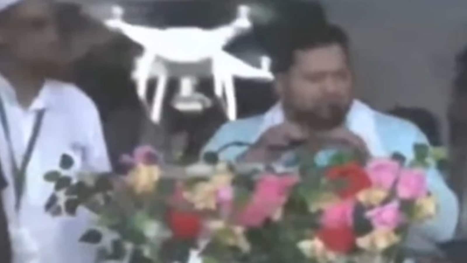 Watch: Tejashwi Yadav ducks as drone crashes into podium at Waqf rally. What cops said