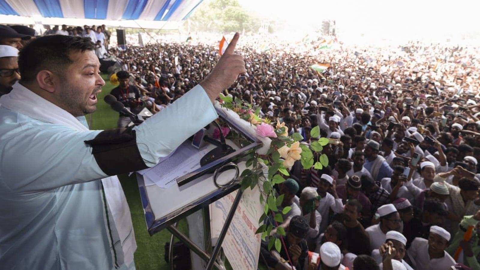 ‘Bihar will throw Act in dustbin': Tejashwi, Pappu Yadav join thousands at protest against Waqf Amendment